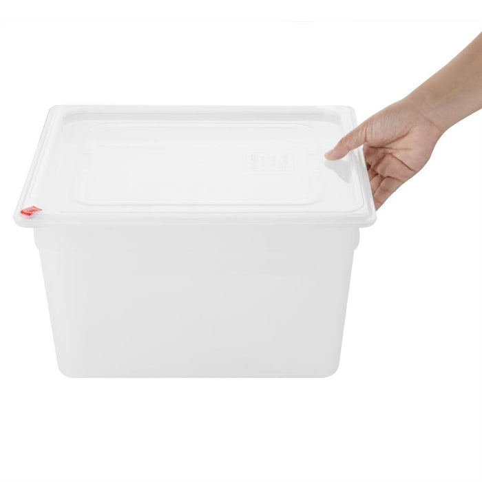 Hygiplas Click PP GN Container 2/3 with Lid & 7 Colour Clips 200mm 16.1Ltr (4 Pack) Hygiplas
