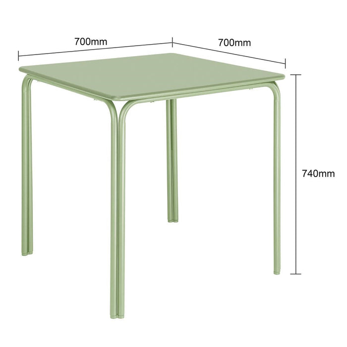 Bolero Adeline Steel Square Table 700mm Light Green Bolero