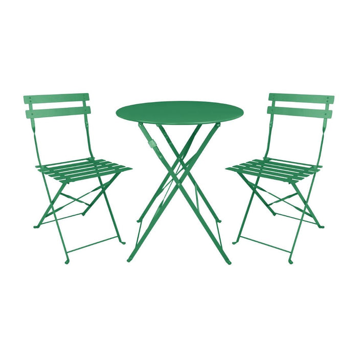 Bolero Perth Forest Green Pavement Style Steel Folding Chairs (2 Pack) Bolero