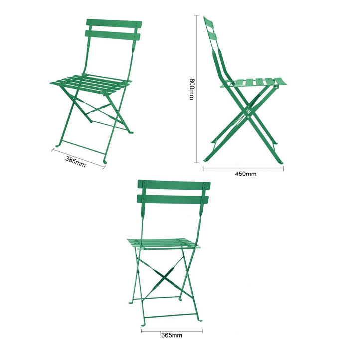 Bolero Perth Forest Green Pavement Style Steel Folding Chairs (2 Pack) Bolero
