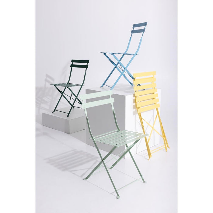 Bolero Perth Light Green Pavement Style Steel Folding Chairs (2 Pack) Bolero