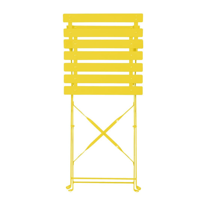 Bolero Perth Mellow Yellow Pavement Style Steel Folding Chairs (2 Pack) Bolero