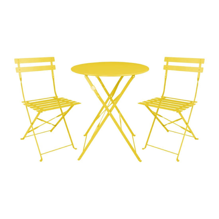 Bolero Perth Mellow Yellow Pavement Style Steel Folding Chairs (2 Pack) Bolero