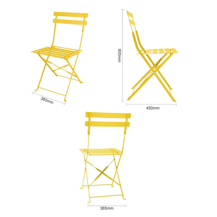 Bolero Perth Mellow Yellow Pavement Style Steel Folding Chairs (2 Pack) Bolero