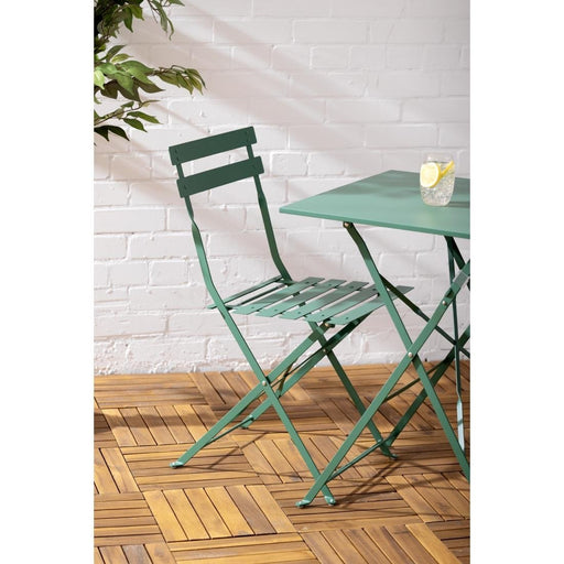 Bolero Perth Forest Green Pavement Style Steel Table Square 600mm Bolero