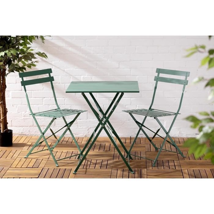 Bolero Perth Forest Green Pavement Style Steel Table Square 600mm Bolero