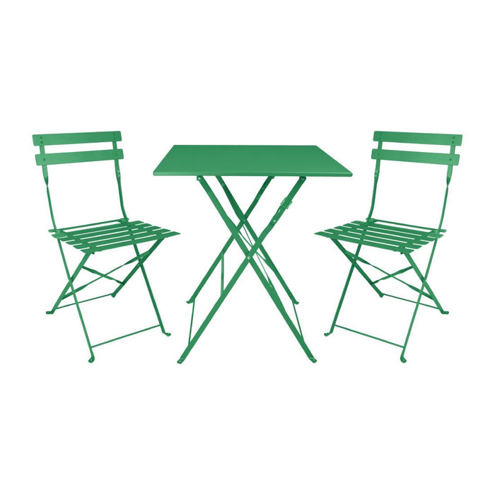 Bolero Perth Forest Green Pavement Style Steel Table Square 600mm Bolero