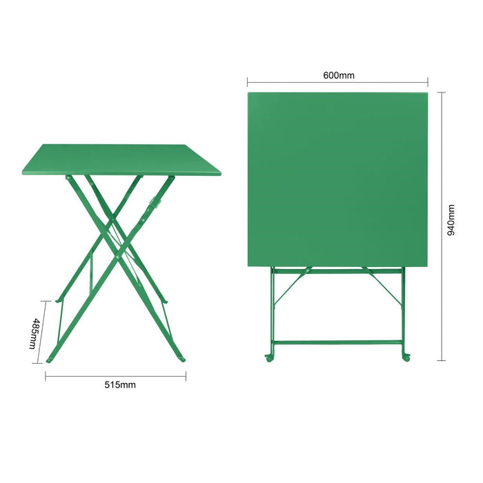Bolero Perth Forest Green Pavement Style Steel Table Square 600mm Bolero