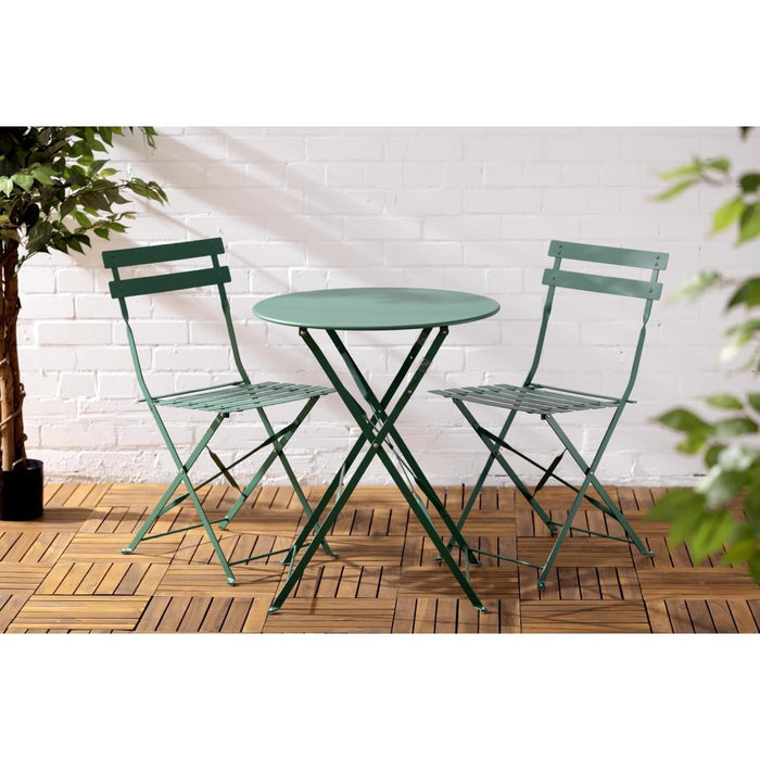 Bolero Perth Forest Green Pavement Style Steel Table Round 600mm Bolero