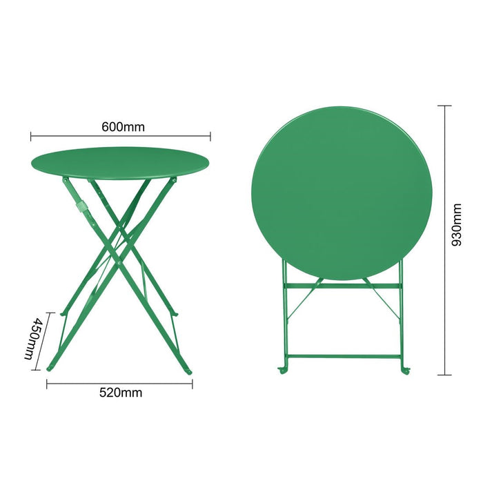 Bolero Perth Forest Green Pavement Style Steel Table Round 600mm Bolero