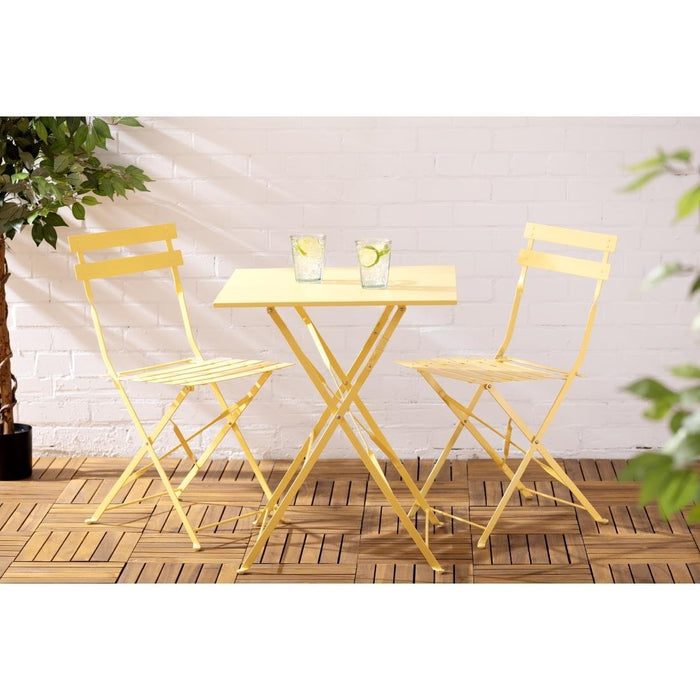 Bolero Perth Mellow Yellow Pavement Style Steel Table Square 600mm Bolero
