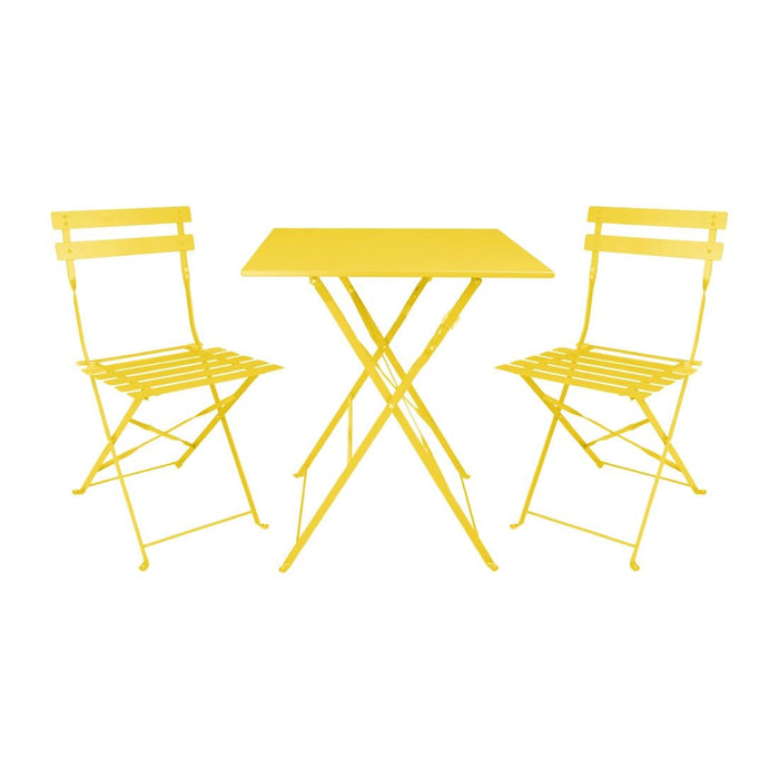 Bolero Perth Mellow Yellow Pavement Style Steel Table Square 600mm Bolero
