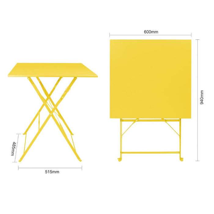 Bolero Perth Mellow Yellow Pavement Style Steel Table Square 600mm Bolero