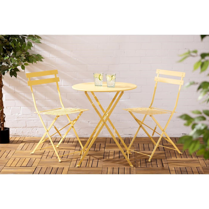 Bolero Perth Mellow Yellow Pavement Style Steel Table Round 600mm Bolero