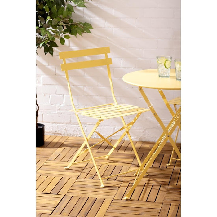 Bolero Perth Mellow Yellow Pavement Style Steel Table Round 600mm Bolero
