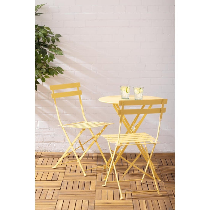 Bolero Perth Mellow Yellow Pavement Style Steel Table Round 600mm Bolero