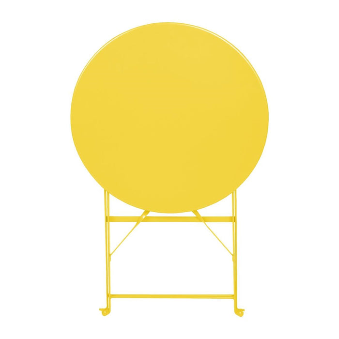 Bolero Perth Mellow Yellow Pavement Style Steel Table Round 600mm Bolero