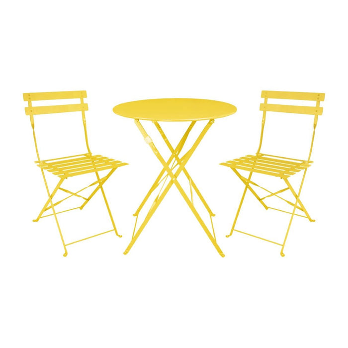 Bolero Perth Mellow Yellow Pavement Style Steel Table Round 600mm Bolero