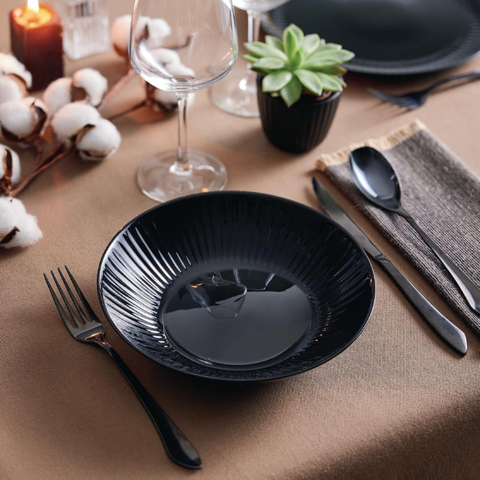 Luminarc Cottage Black Rimless Pasta/Soup Bowls 220mm (24 Pack) Luminarc