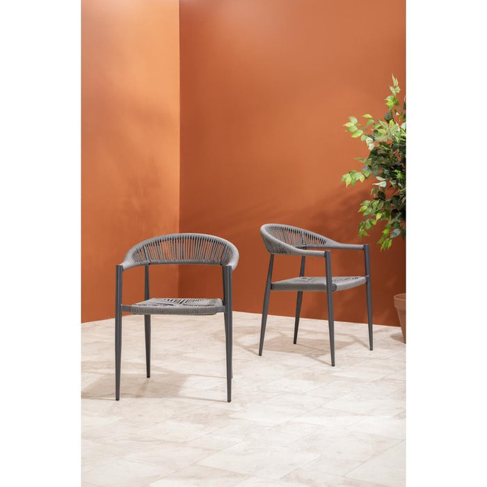 Bolero Eden PE Twist Rattan Outdoor Arm Chairs Charcoal (4 Pack) Bolero