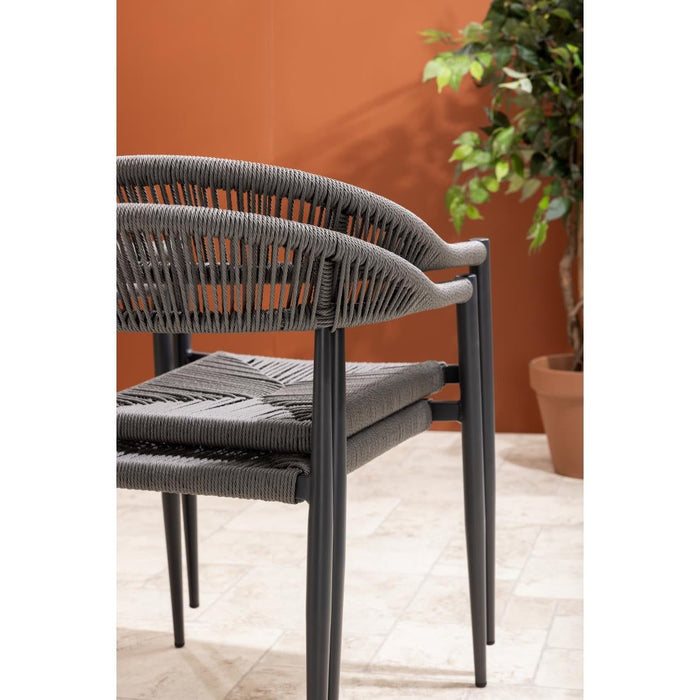 Bolero Eden PE Twist Rattan Outdoor Arm Chairs Charcoal (4 Pack) Bolero