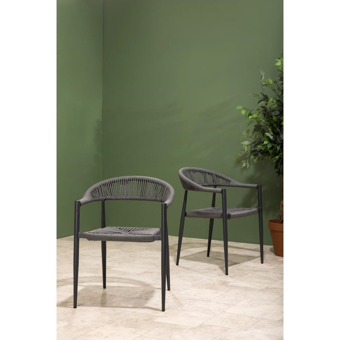 Bolero Eden PE Twist Rattan Outdoor Arm Chairs Charcoal (4 Pack) Bolero