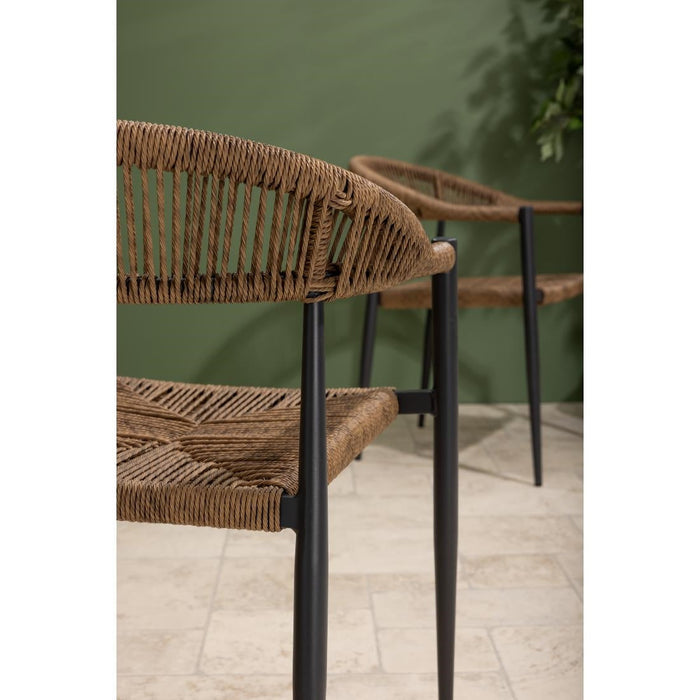 Bolero Eden PE Twist Rattan Outdoor Arm Chair Natural (4 Pack) Bolero