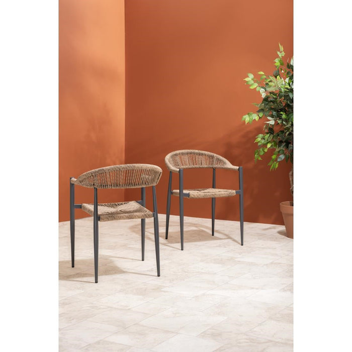 Bolero Eden PE Twist Rattan Outdoor Arm Chair Natural (4 Pack) Bolero