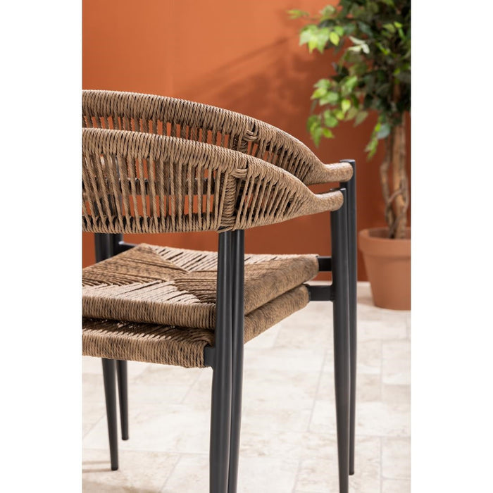 Bolero Eden PE Twist Rattan Outdoor Arm Chair Natural (4 Pack) Bolero