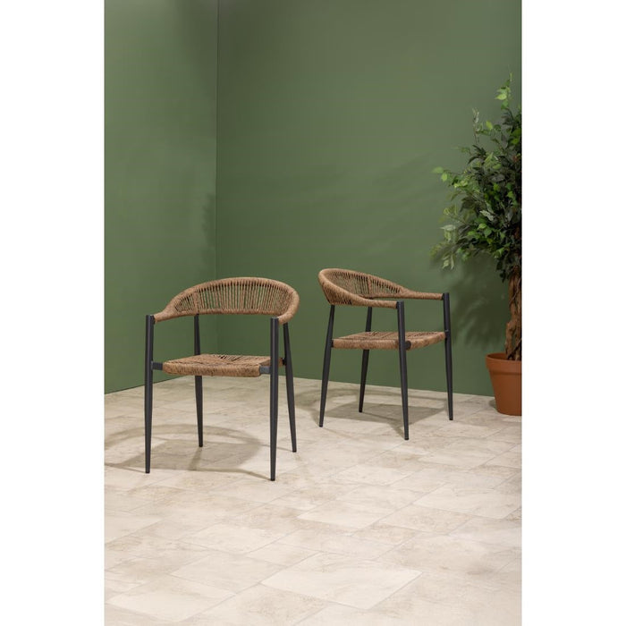 Bolero Eden PE Twist Rattan Outdoor Arm Chair Natural (4 Pack) Bolero