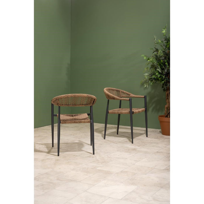 Bolero Eden PE Twist Rattan Outdoor Arm Chair Natural (4 Pack) Bolero