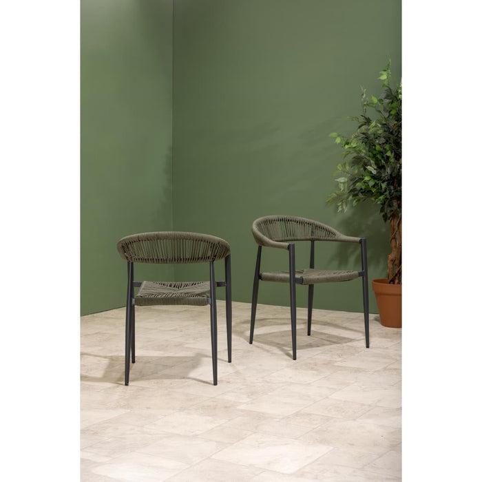 Bolero Eden PE Twist Rattan Outdoor Arm Chair Green (4 Pack) Bolero