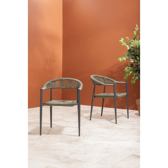 Bolero Eden PE Twist Rattan Outdoor Arm Chair Green (4 Pack) Bolero