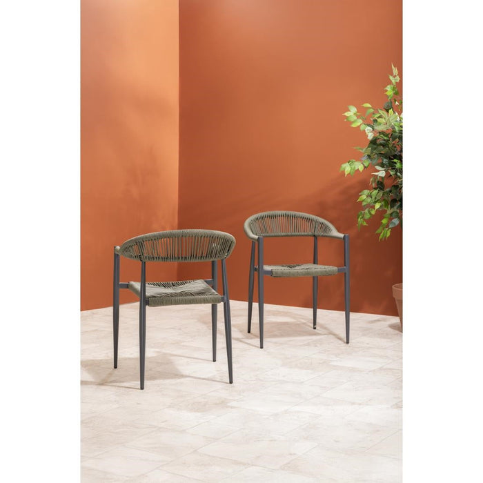 Bolero Eden PE Twist Rattan Outdoor Arm Chair Green (4 Pack) Bolero