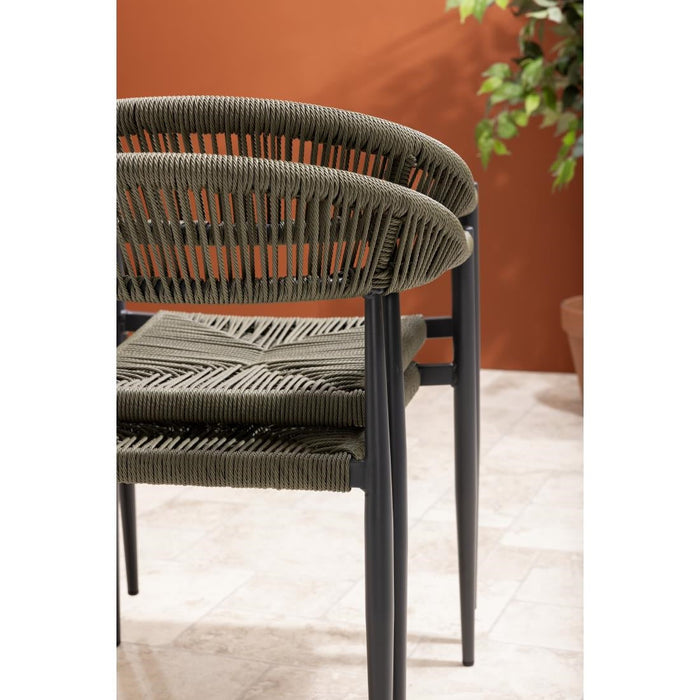 Bolero Eden PE Twist Rattan Outdoor Arm Chair Green (4 Pack) Bolero