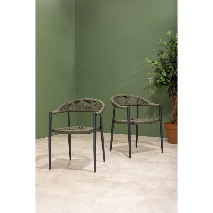 Bolero Eden PE Twist Rattan Outdoor Arm Chair Green (4 Pack) Bolero