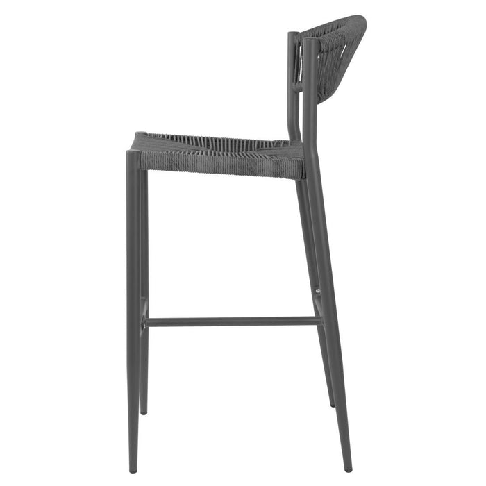 Bolero Eden PE Twist Rattan Outdoor Bar Stool Charcoal (2 Pack) Bolero