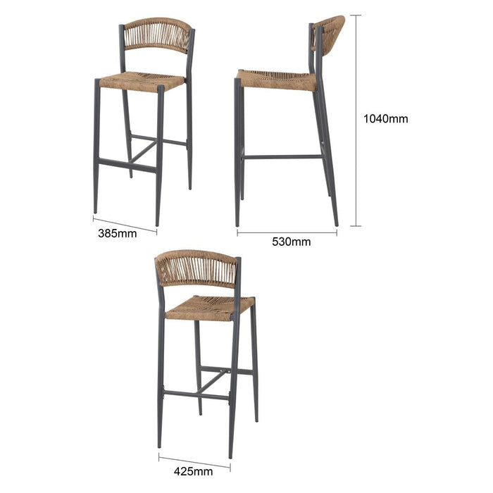 Bolero Eden PE Twist Rattan Outdoor Bar Stools Natural (2 Pack) Bolero