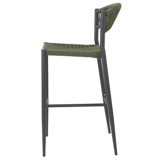 Bolero Eden PE Twist Rattan Outdoor Bar Stool Green (2 Pack) Bolero