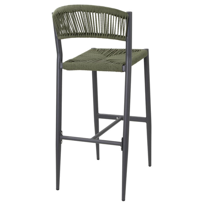 Bolero Eden PE Twist Rattan Outdoor Bar Stool Green (2 Pack) Bolero