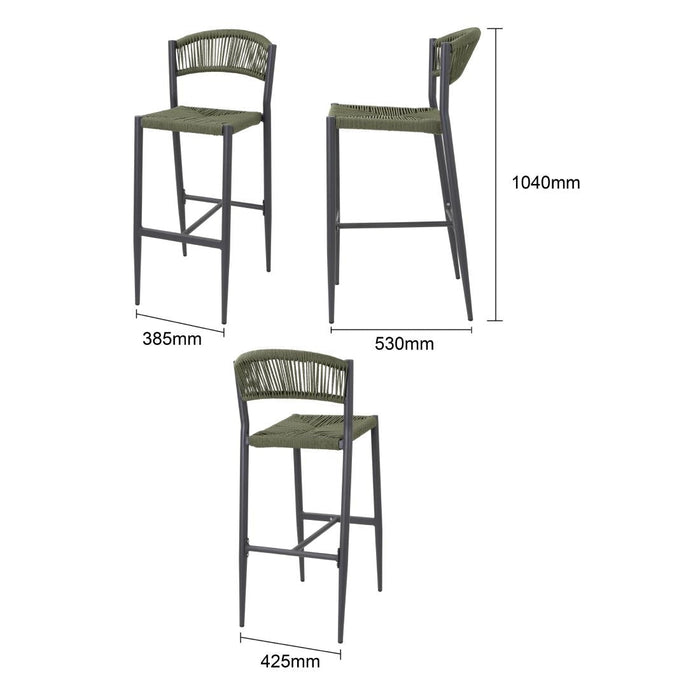 Bolero Eden PE Twist Rattan Outdoor Bar Stool Green (2 Pack) Bolero