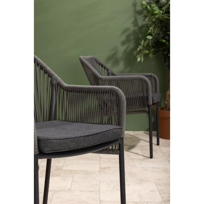 Bolero Bay PE Twist Rattan Outdoor Armchair Charcoal (2 Pack) Bolero