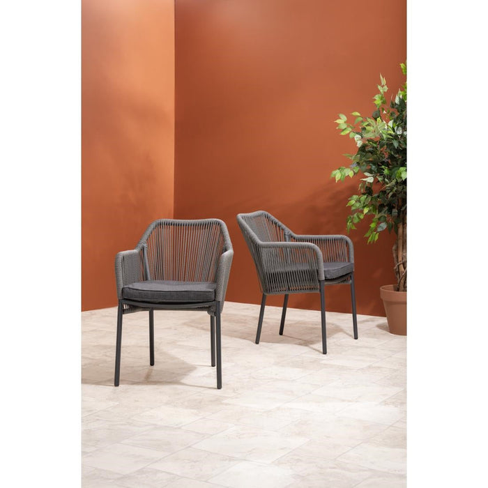 Bolero Bay PE Twist Rattan Outdoor Armchair Charcoal (2 Pack) Bolero