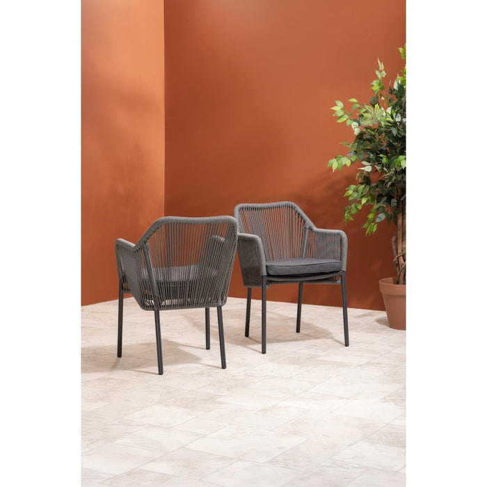 Bolero Bay PE Twist Rattan Outdoor Armchair Charcoal (2 Pack) Bolero