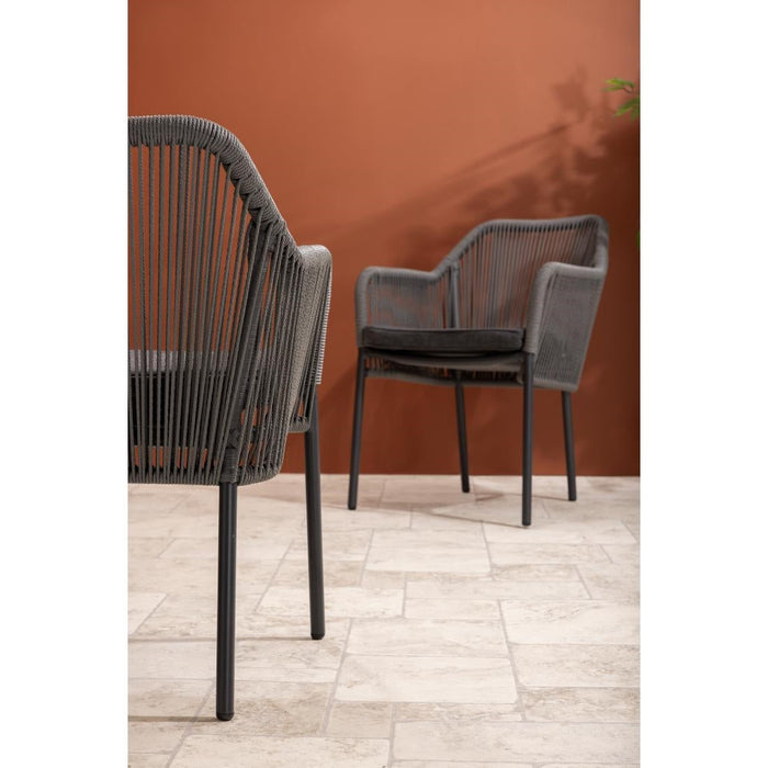 Bolero Bay PE Twist Rattan Outdoor Armchair Charcoal (2 Pack) Bolero