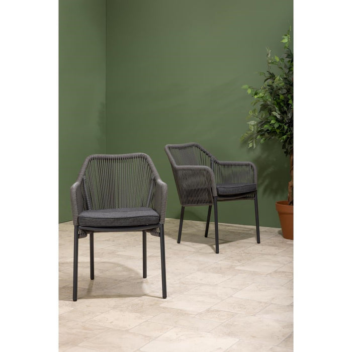 Bolero Bay PE Twist Rattan Outdoor Armchair Charcoal (2 Pack) Bolero
