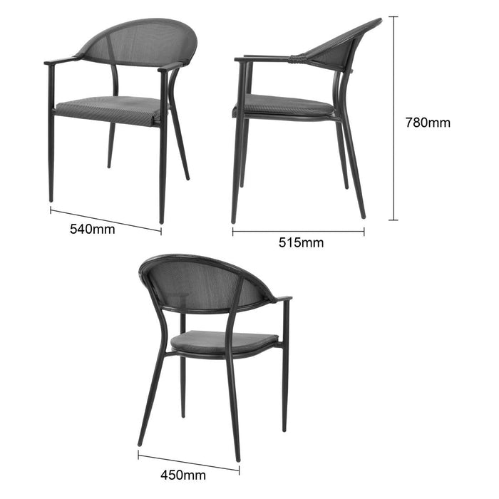 Bolero Santiago Outdoor Armchairs Black (4 Pack) Bolero