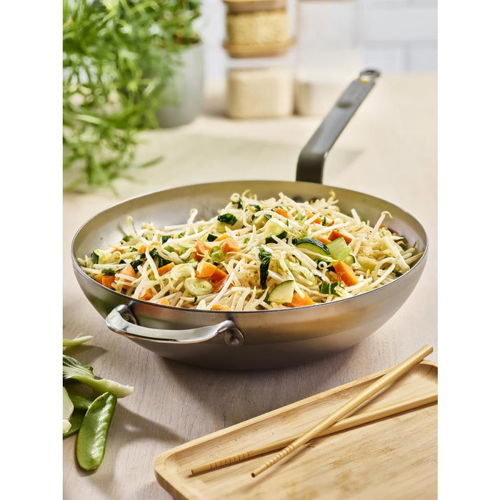 De Buyer Mineral B Rounded Wok with Handle 32cm De Buyer