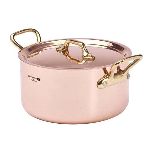 De Buyer Inocuivre Round Stewpan with Lid Brass 16cm De Buyer