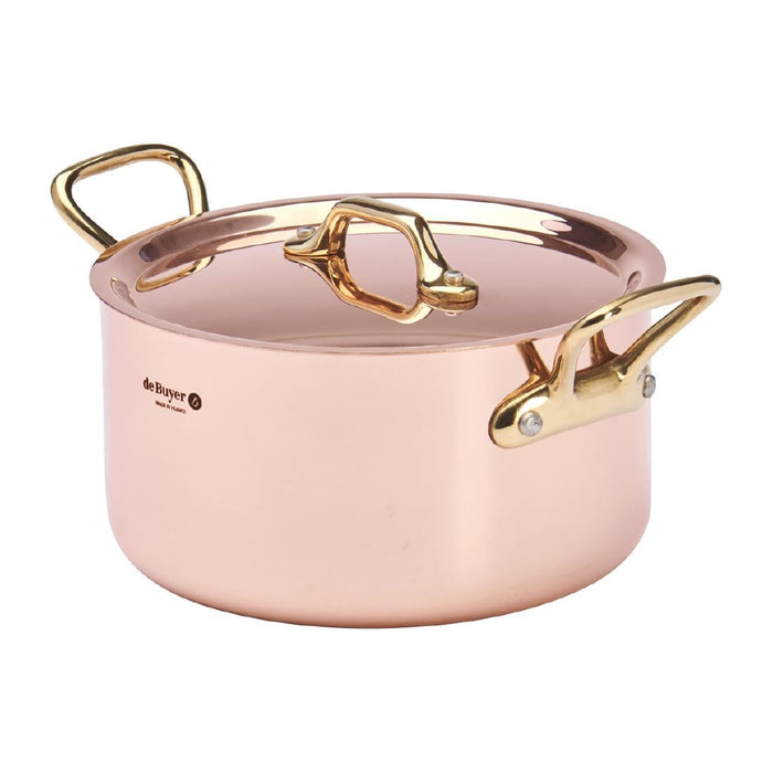 De Buyer Inocuivre Round Stewpan with Lid Brass 16cm De Buyer